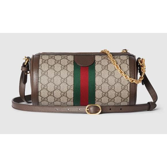 NEW!  GUCCI BARREL GG SUPREME OPHIDIA ZIP CROSSBODY SHOULDER BAG AUTHENTIC - Picture 3 of 14